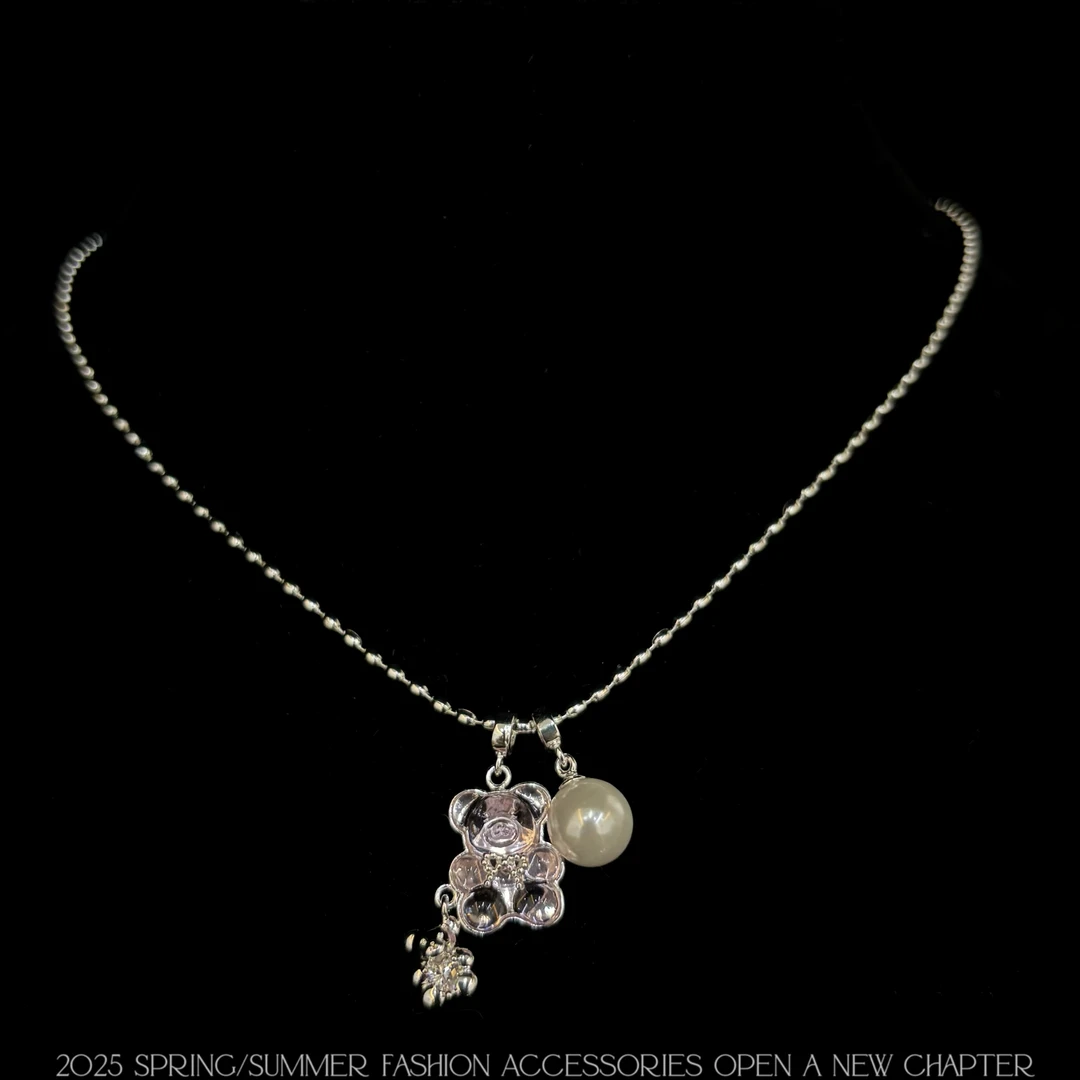 铜合金项链 镀白金 2025款C2737【果冻粉小熊】BOBAOLI 项链