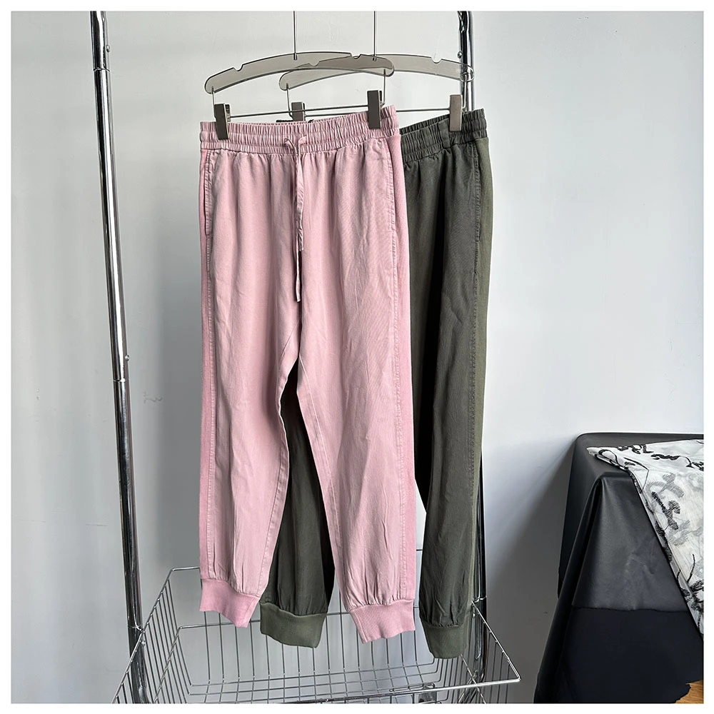K197  秋季新款女士休闲宽松抽绳松紧腰束脚直筒休闲长裤女
