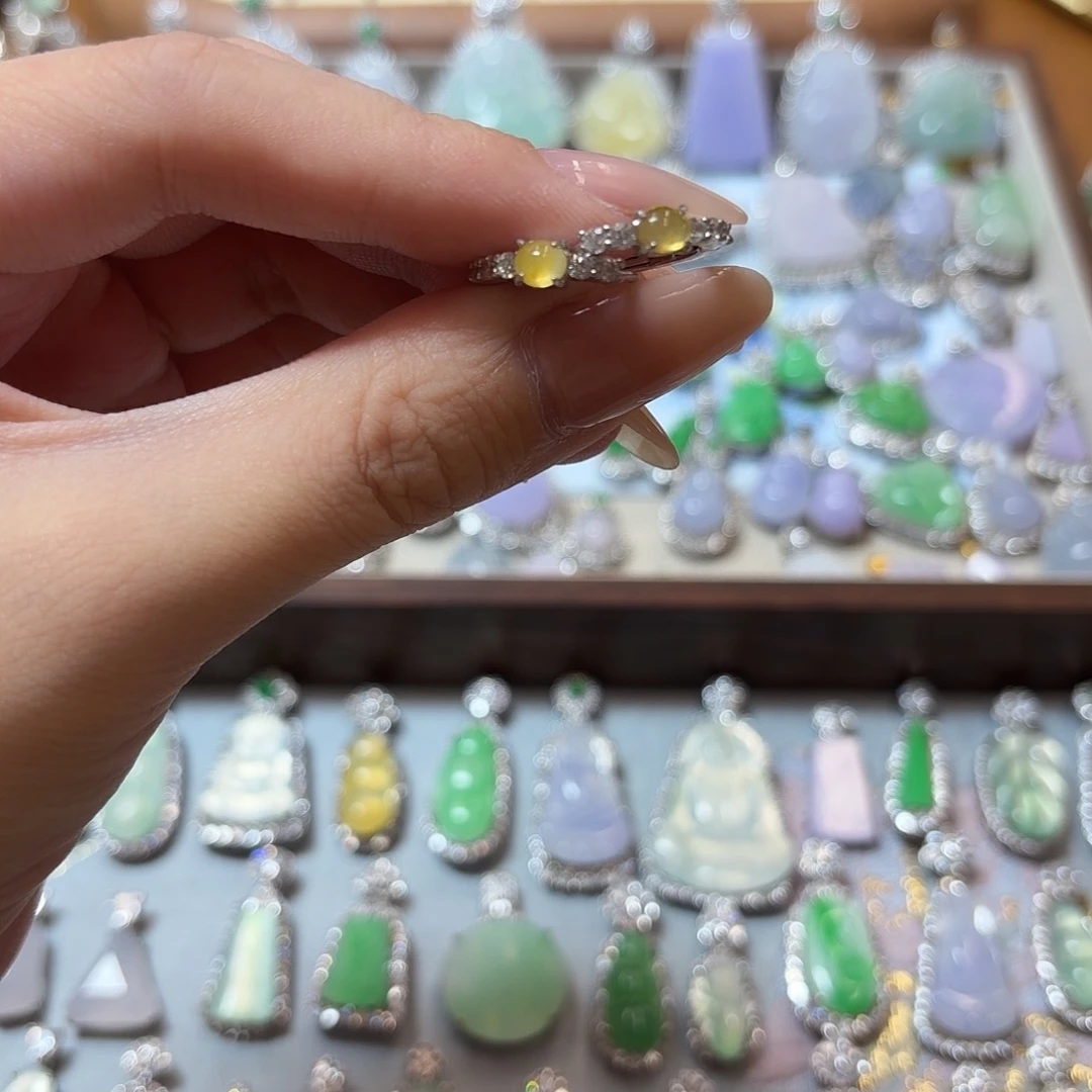 翡翠银S925镶嵌耳环