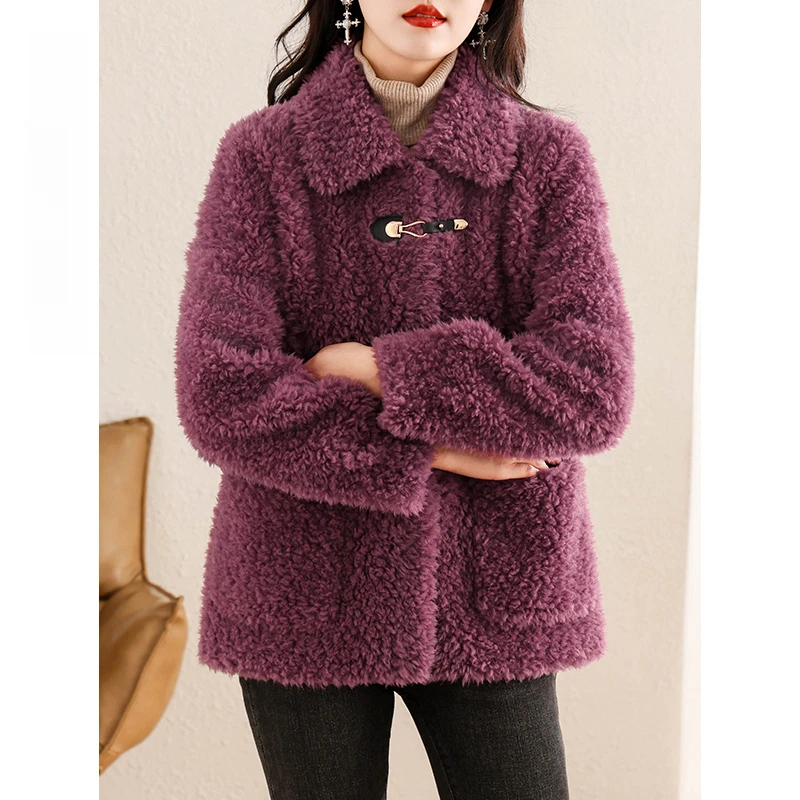 高端海宁皮草100%绵羊毛皮毛一体外套女短款翻领秋冬季新款超耐穿