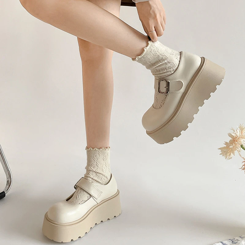 MK&DK黑色法式厚底玛丽珍小皮鞋女新款春秋圆头复古浅口单鞋子