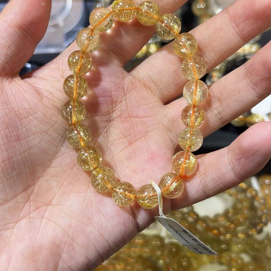 水晶手串未镶嵌穿***灰f发晶9+