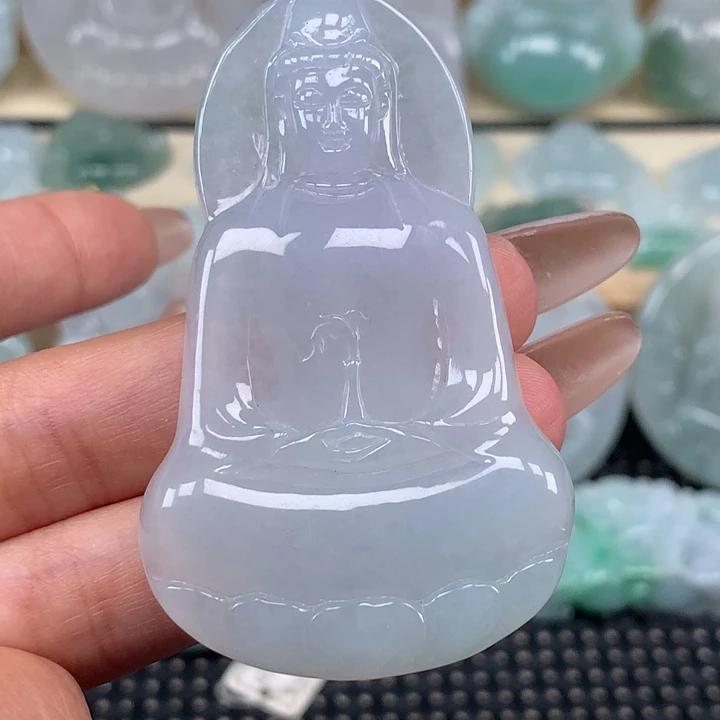 颈饰未镶嵌翡翠素衣观音吊坠