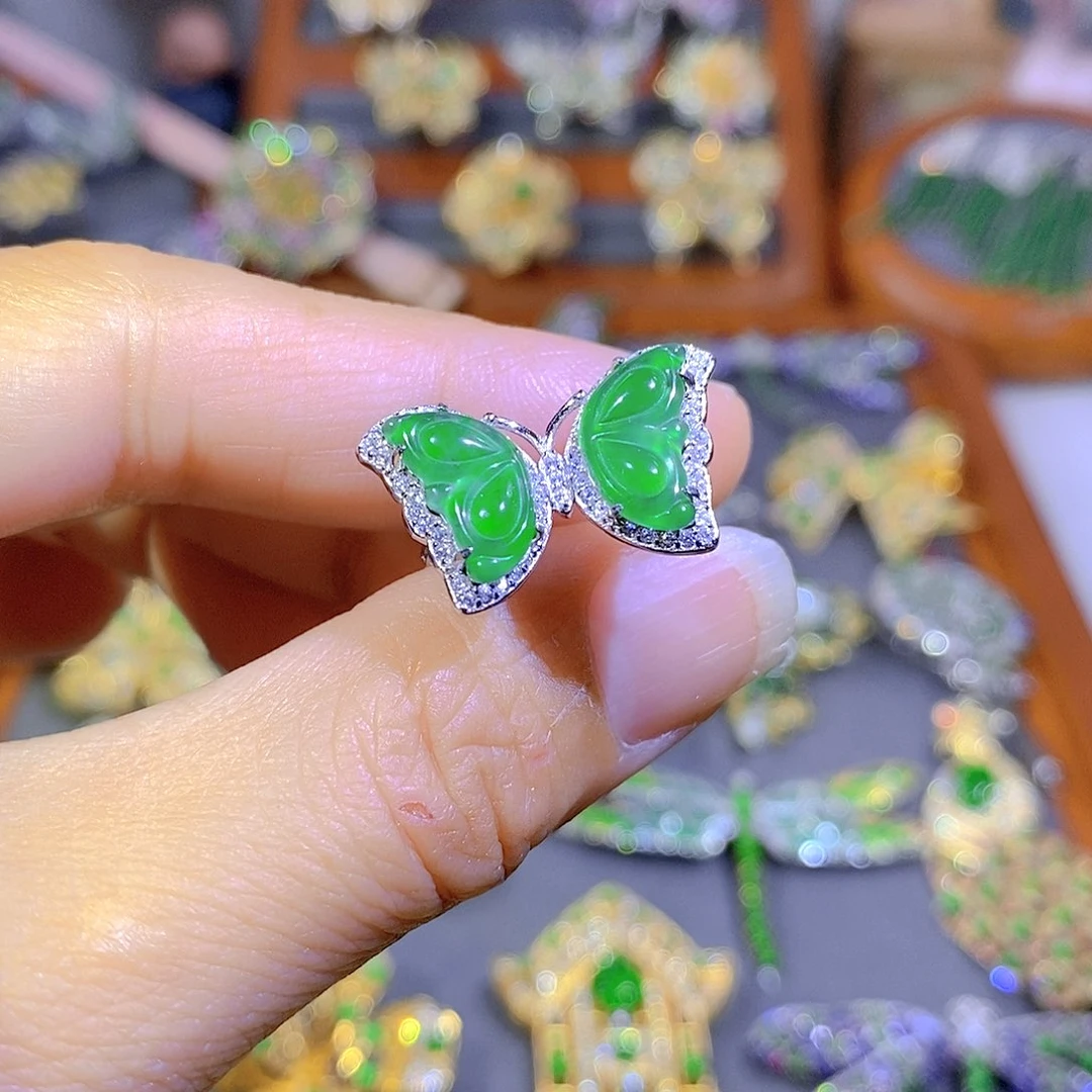 颈饰银S925镶嵌翡翠