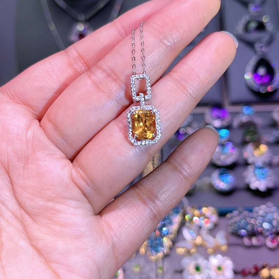 【闪购商品】黄晶吊坠(赠链)银S925镶嵌吊坠