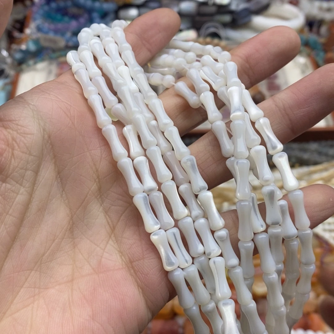 玛瑙/玉髓未镶嵌珠宝半成品一条天然5×12精品白蝶贝竹节