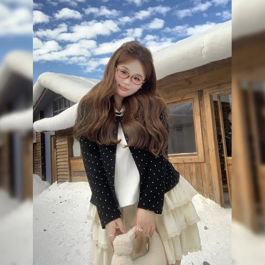 徐达布【河畔梦境】大码黑色针织衫女冬季微胖流行开衫Z39076C54