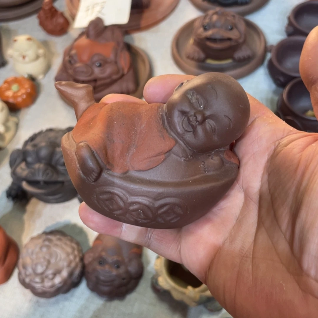 【闪购商品】紫砂茶宠红衣小和尚