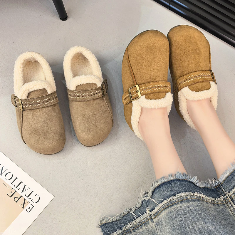 勃肯鞋2025秋季新款厚底全包博肯加绒冬季新款乐福鞋配裙子豆豆鞋