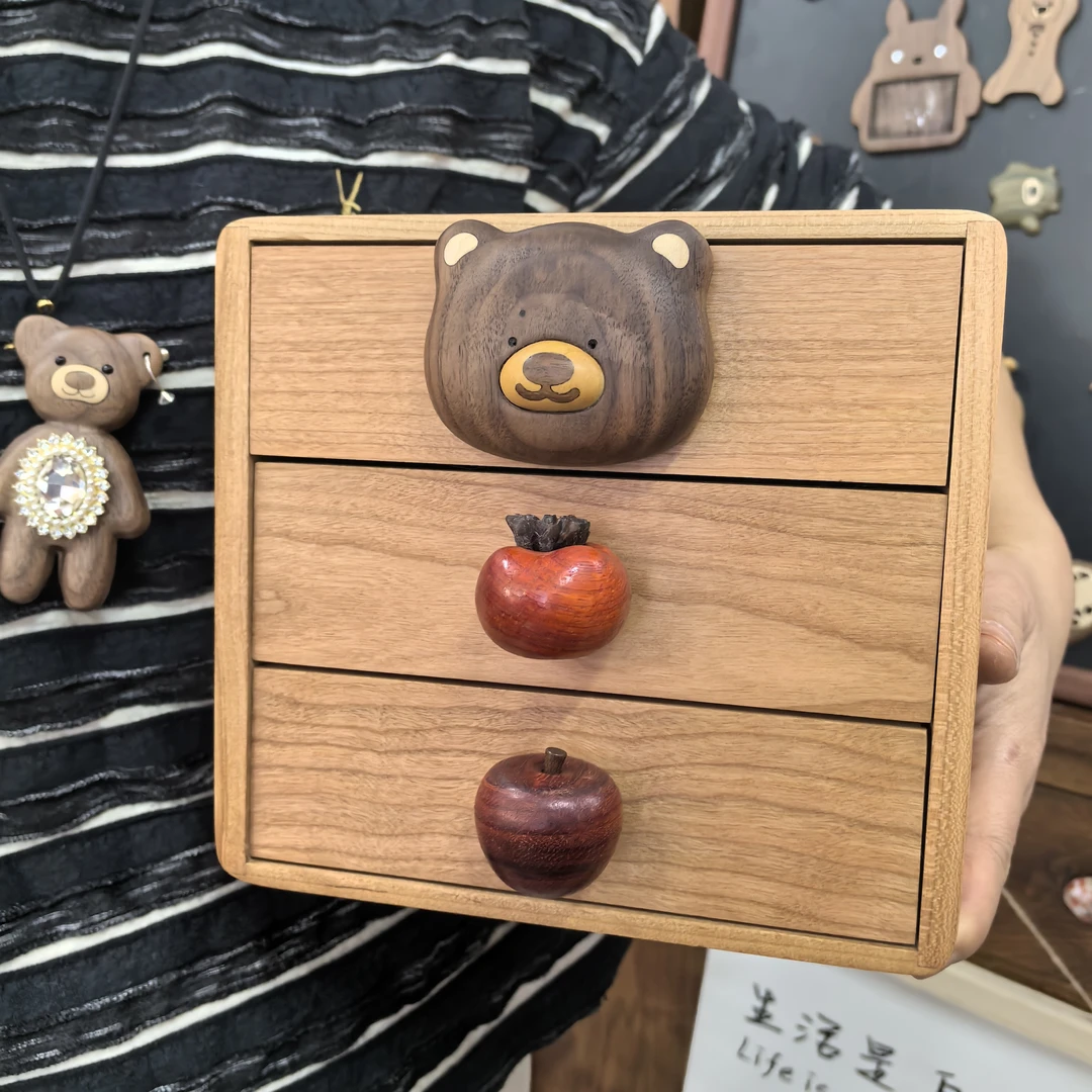 三层抽屉收纳盒超可爱~桌面摆件