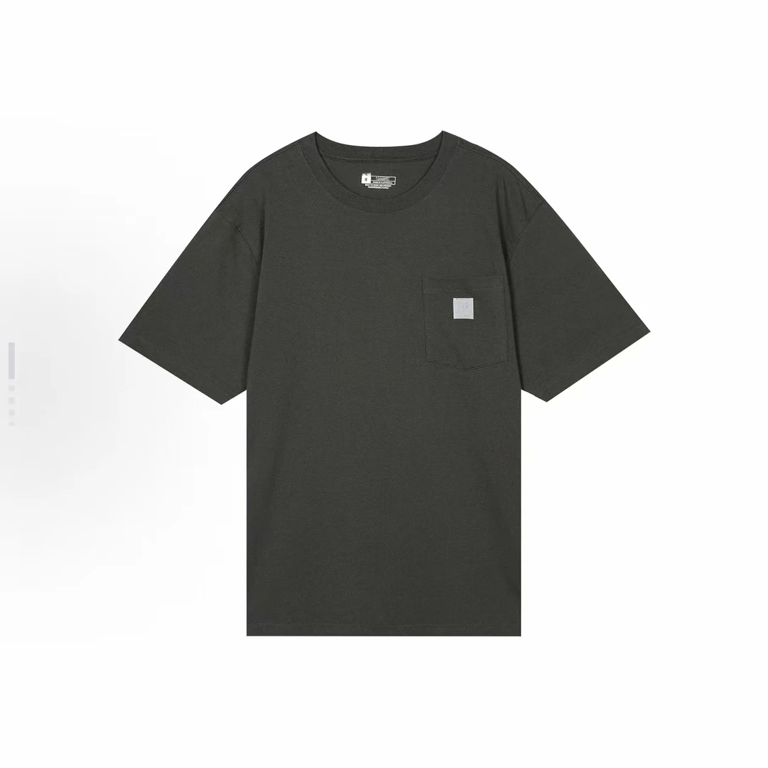 TL口袋夏季薄款圆领深灰T恤短袖舒适百搭（卡码拍小）