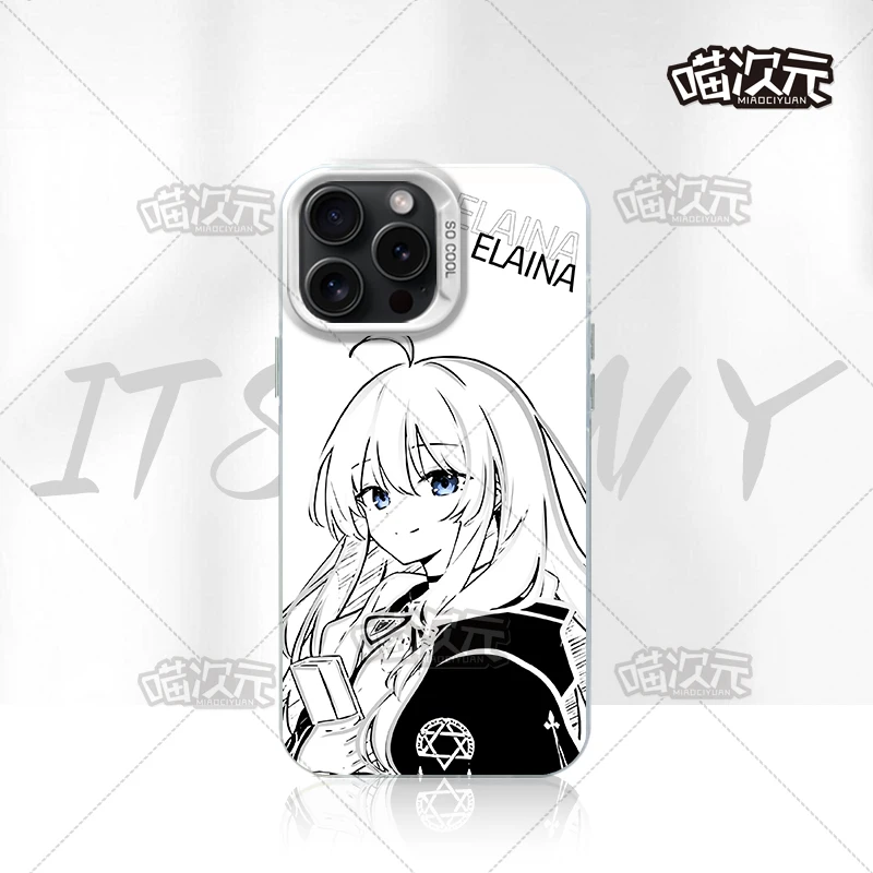 线稿伊蕾娜二次元彩银手机壳防指纹爆款动漫适用苹果华为小米ins