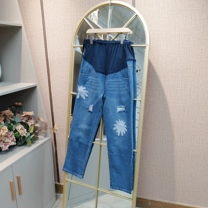 HQ95孕妇蓝色牛仔裤100-130