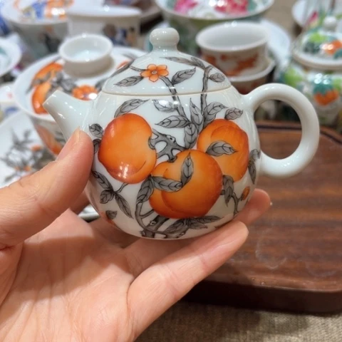 手绘茶杯盖碗壶承