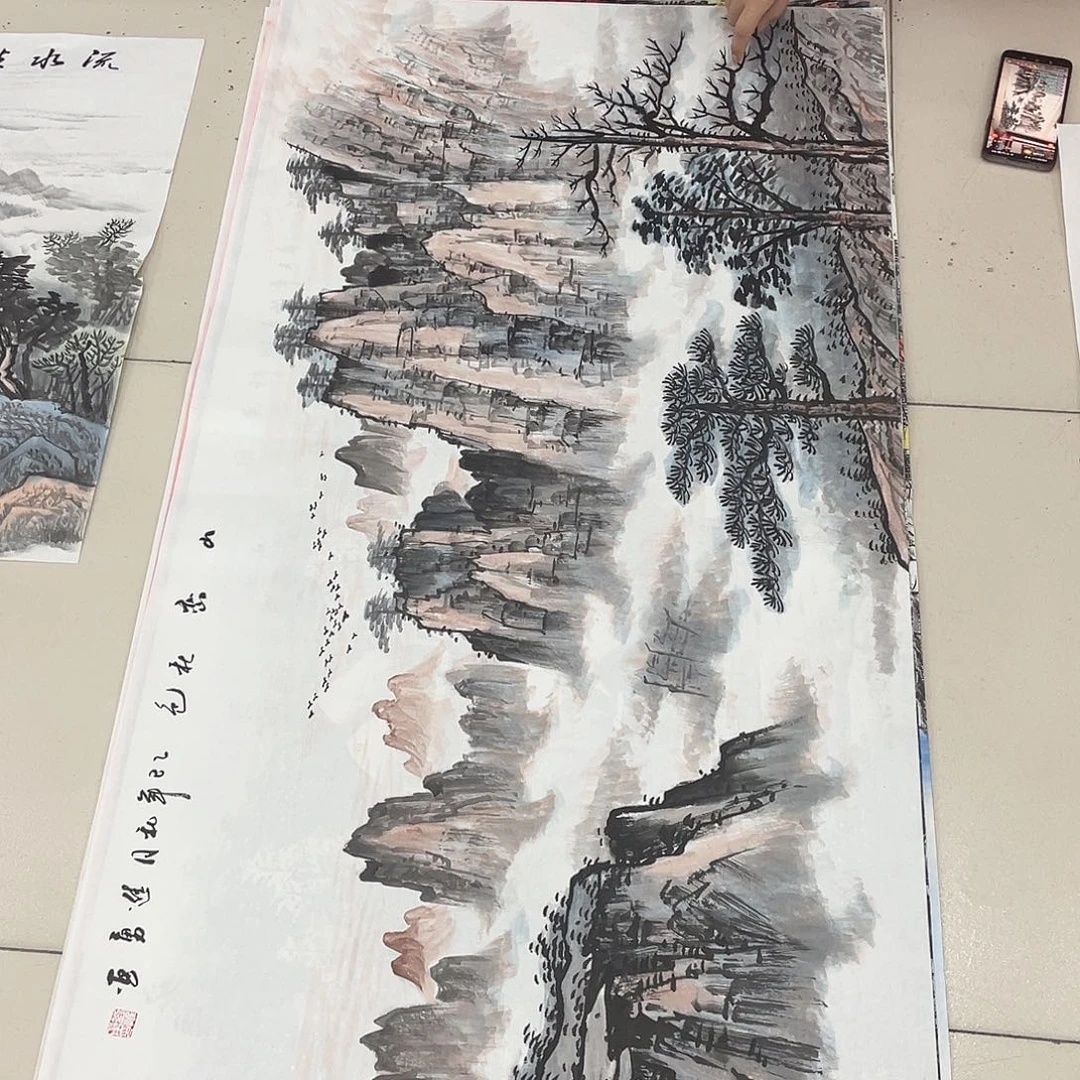 国画纯手绘山水花鸟