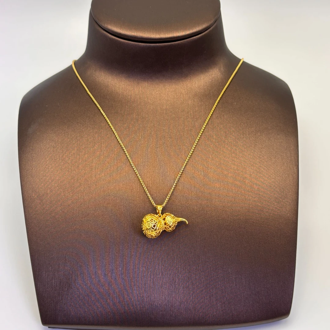 铜合金项链 镂空花丝葫芦 古法工艺精工版本 新国风福禄双全 x008