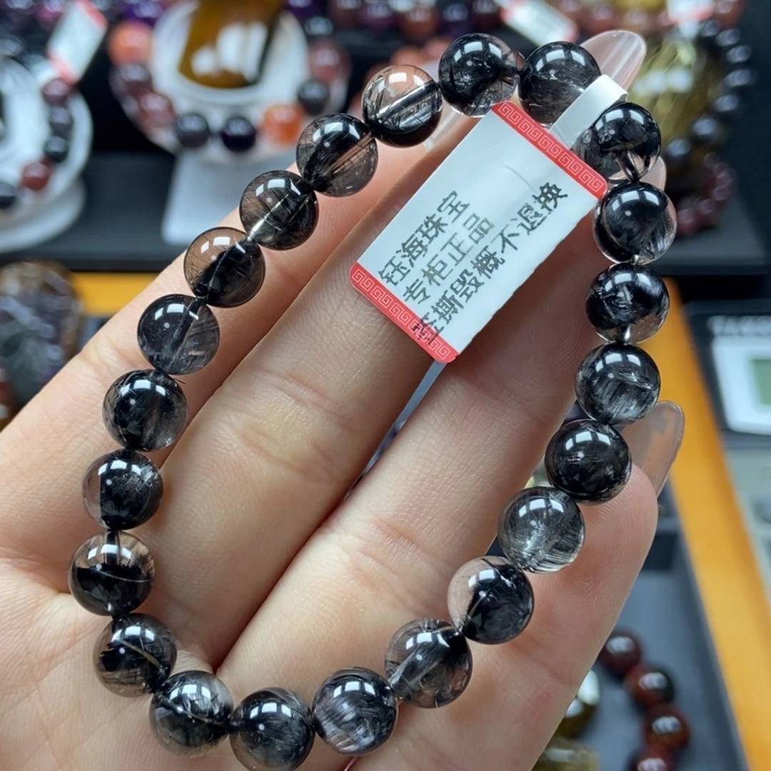 水晶黑银钛手串未镶嵌8.6mm