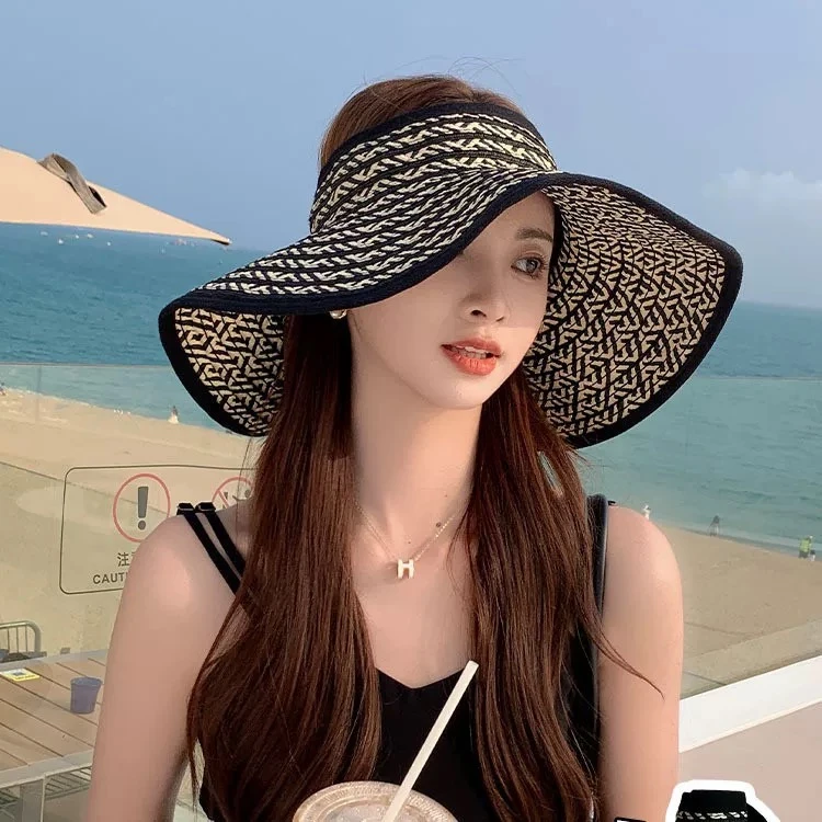 大帽檐可折叠出游防晒空顶帽子女夏季遮阳防晒帽休闲百搭太阳帽