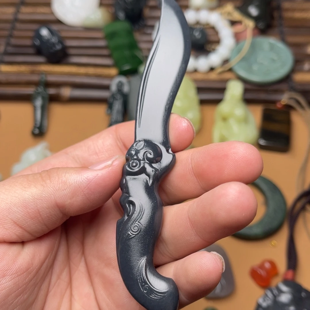 和田玉挂件未镶嵌小茶刀13cm