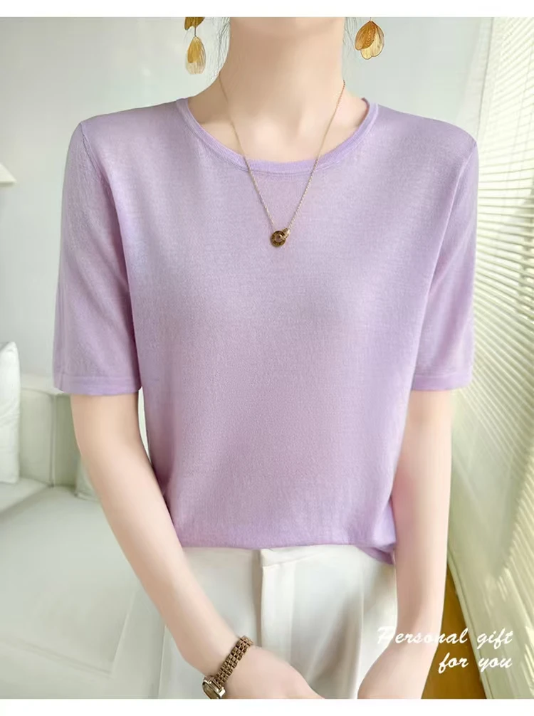 【高货-水溶短袖纯色】轻 薄 软~100支纯羊毛衫 享受每一寸肌肤