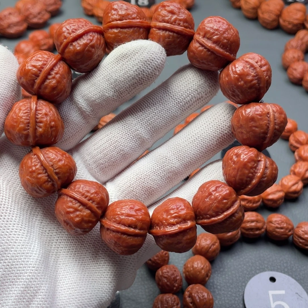 手串文玩核桃野生核桃方印光头一道筋秋子手串