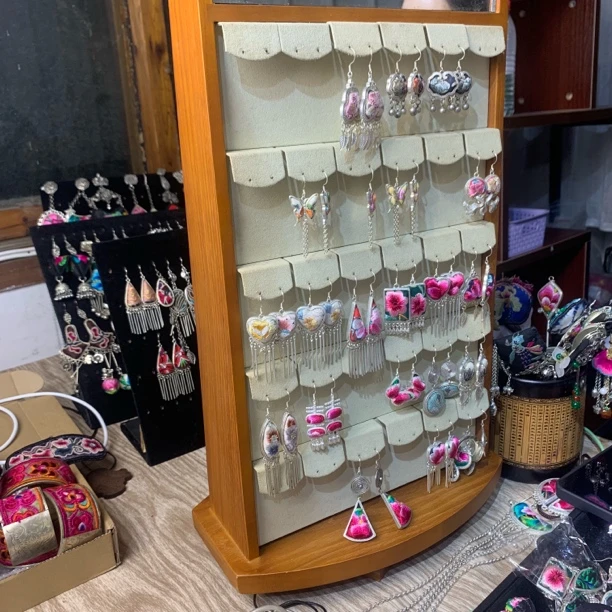 非金属布艺耳饰 手工刺绣非遗文化老绣饰品民族风国风耳环