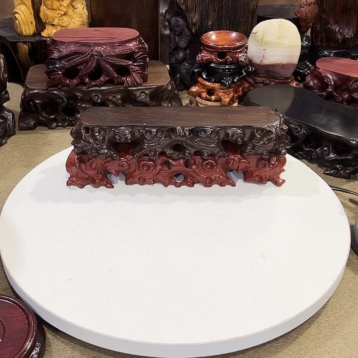 木红花梨黑檀木根雕长方底座