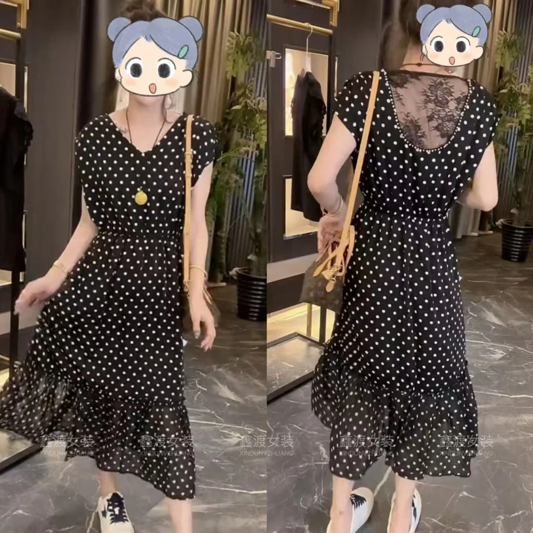 2025夏季新款时尚显瘦气质女士网红洋气连衣裙百搭款D9951