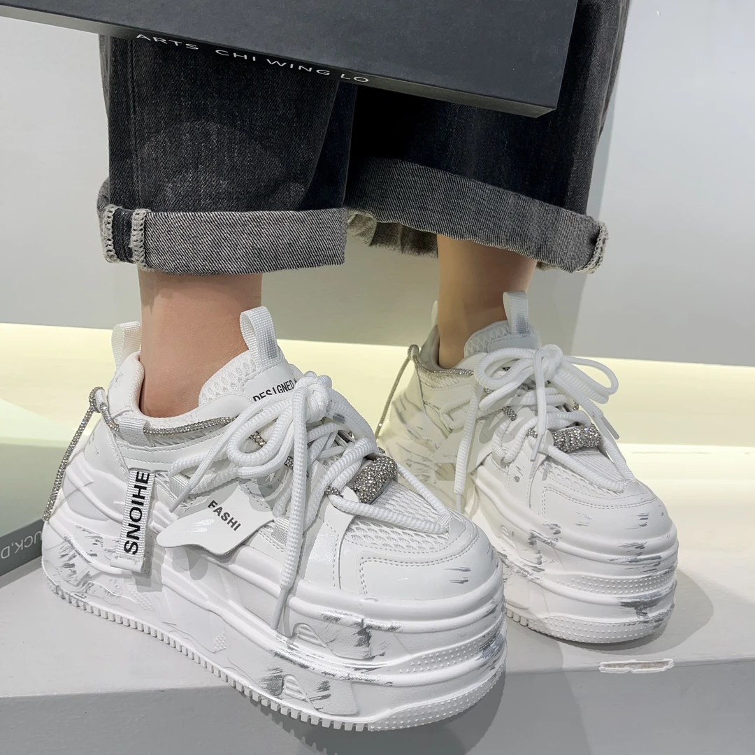 【合肥欢欢】7177#2025新款ins潮流百搭小个子增高松糕厚底休闲鞋女