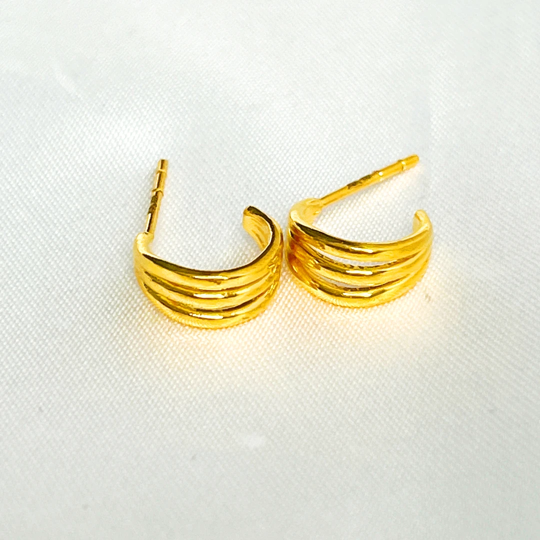 足金999 猫爪耳钉 直针 带证书钢印