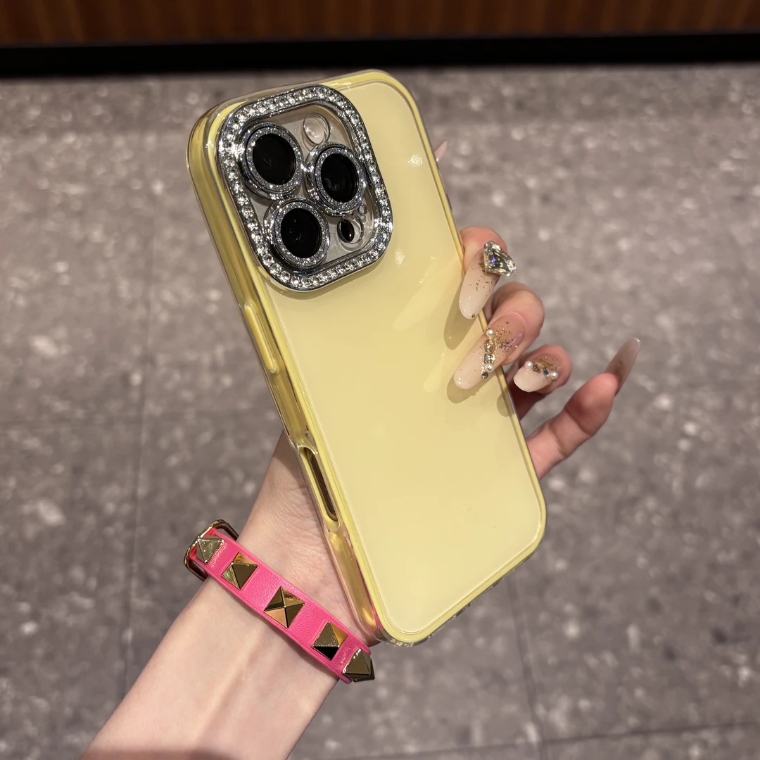 高颜值闪钻镜头膜适用iPhone16小众14plus13苹果15Promax手机壳12