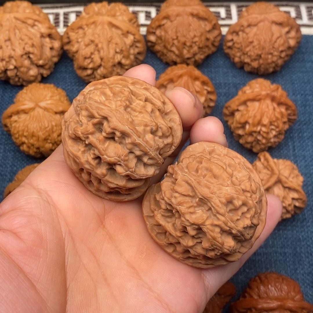 文玩核桃把件厚*蟹43红皮球苹果肚子46