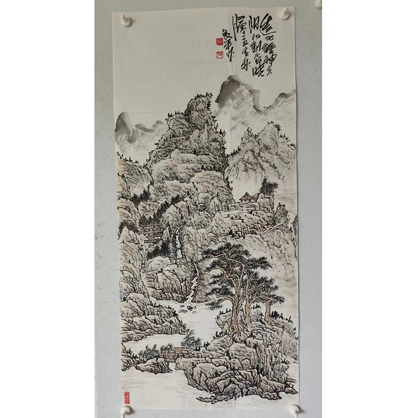 3467  字画《山水》中堂  尺寸 117×53