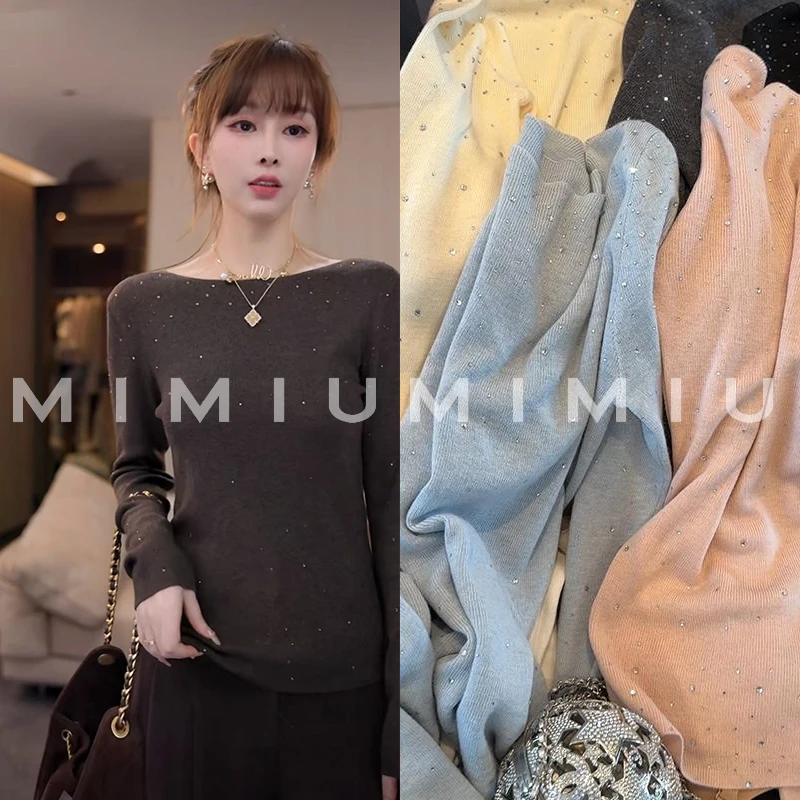 【mimius】P 气质柔软超舒适纯色亮钻毛衣 WG09161