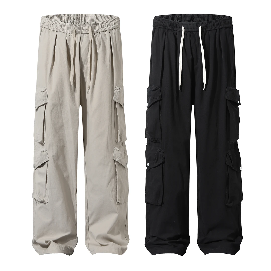 阿牛潮品    美式工装宽松直筒休闲长裤百搭多口袋潮流阔腿裤 323