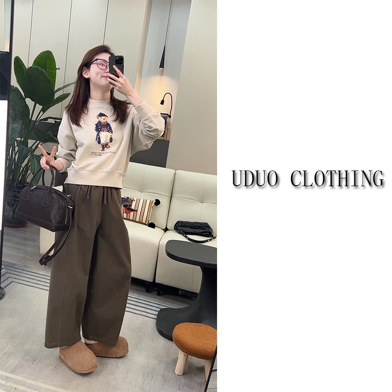 专柜同款【拉夫小熊】纯棉毛圈刺绣印花圆领针织衫25年春款RL7072