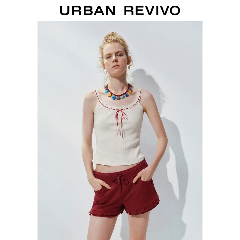 UR2025夏季新款女装时尚氛围感撞色蝴蝶结系带背心UYL450174