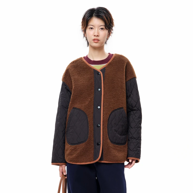 MOVEUP幻走2025冬季新款.FUN 趣味绣花包边短款外套女3EWD10702