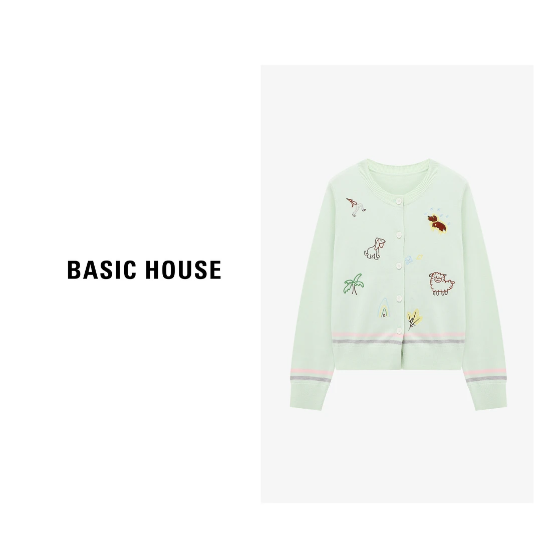 Basic House/百家好春季百搭宽松简约舒适时尚针织衫-B0625H5B572