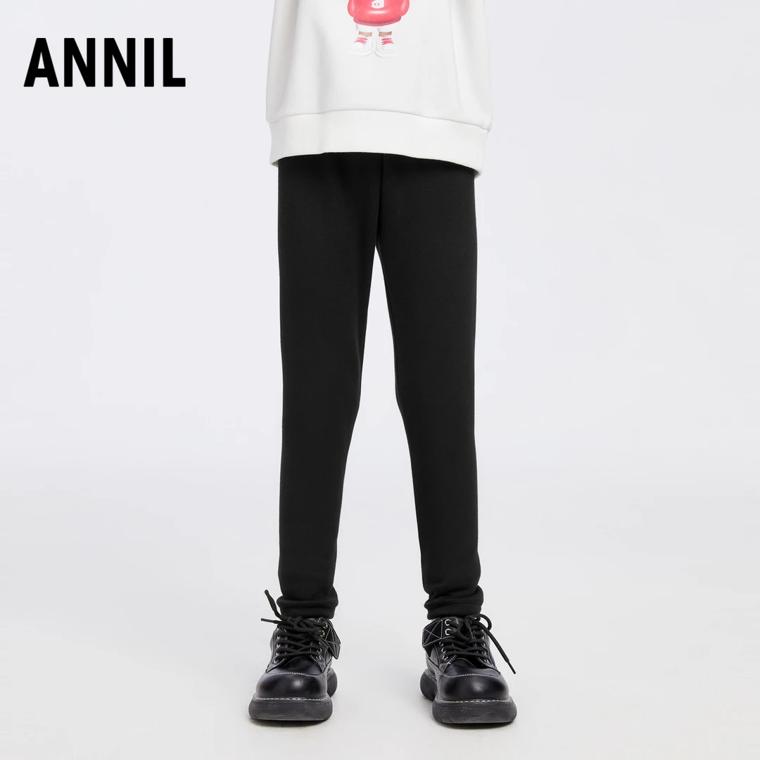 安奈儿女童加绒里针织打底夹裤洋气舒适保暖健身打底裤EG446582