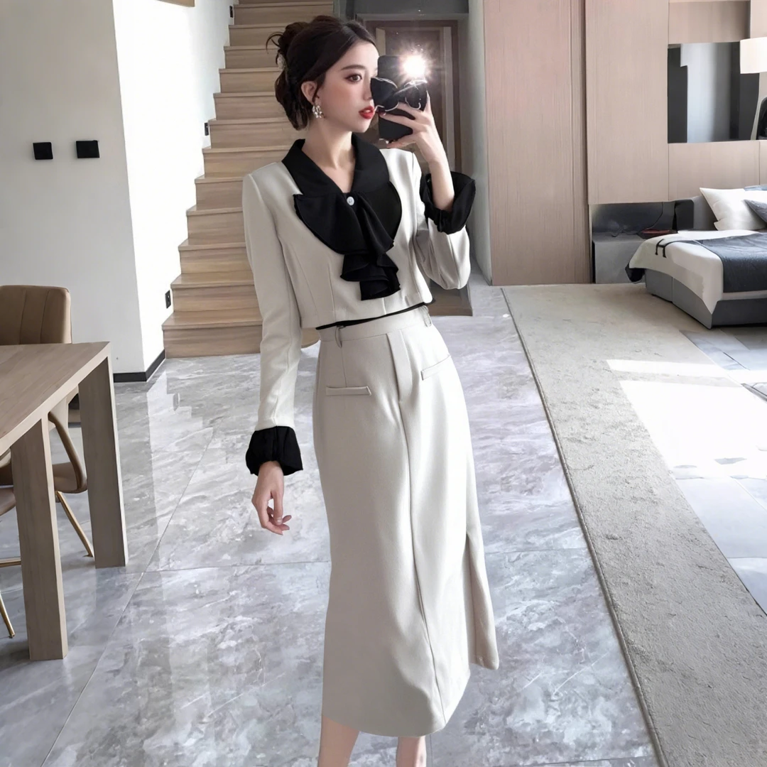 A【两件套】法式西装外套女秋季气质设计感高级感显瘦西服套装1740
