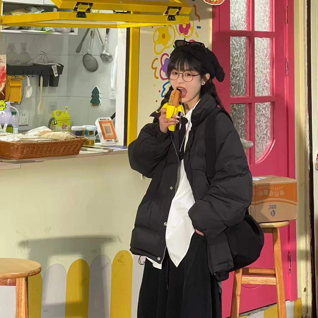 冬季新款面包服文艺复古风百搭宽松款羽绒服6092款