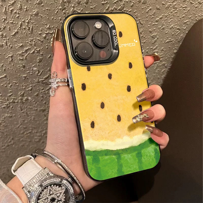 无籽西瓜适用苹果16手机壳iphone15夏日黄色14/13彩银12pm大孔壳