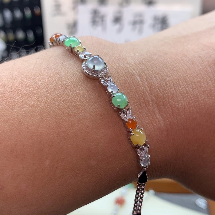 翡翠银S925镀金镶嵌颈饰