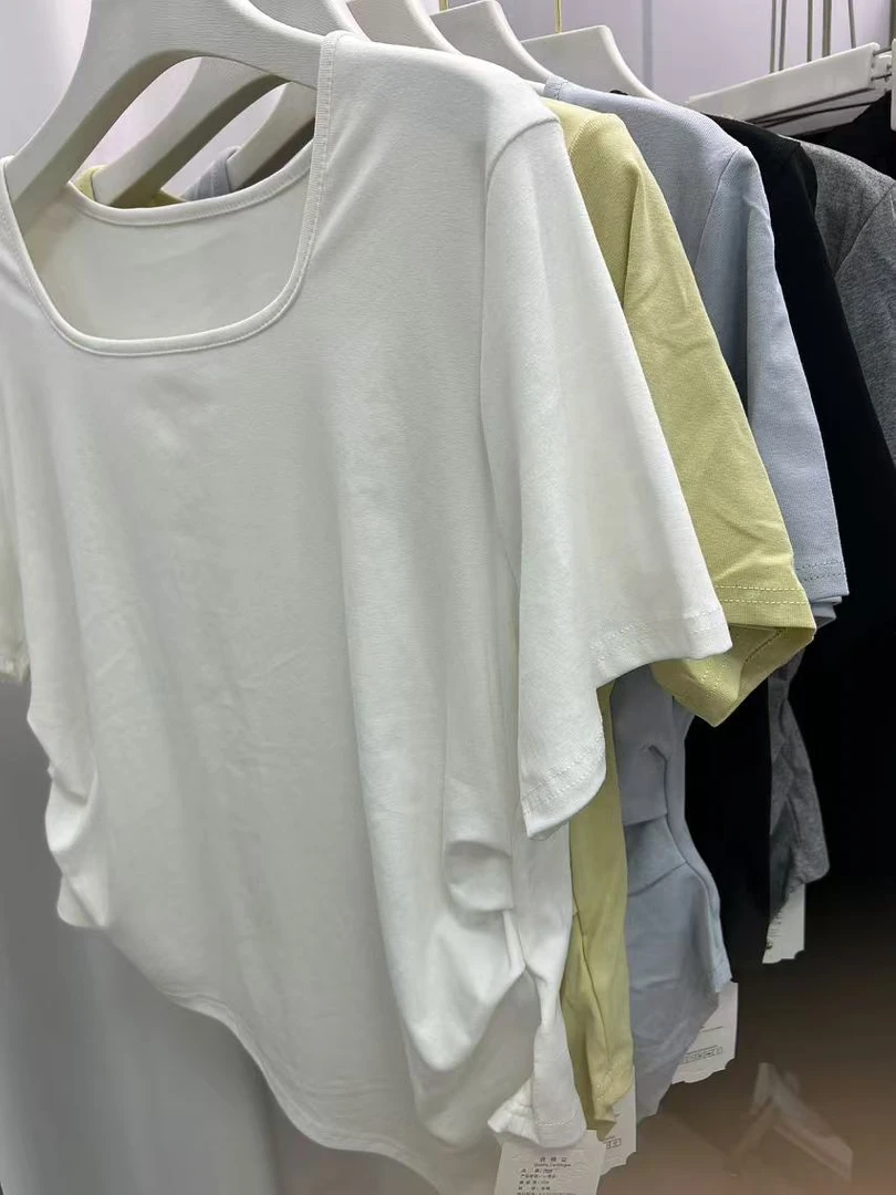 不规则方领正肩短袖女103