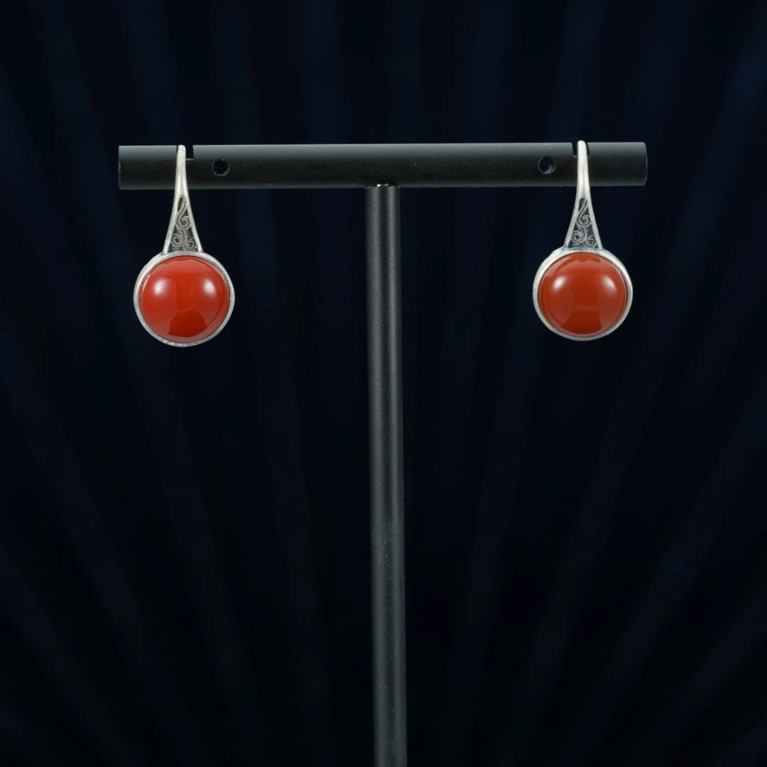 925银耳饰 [鉴天下]复古做旧民族风圆形耳饰07220067气质百搭