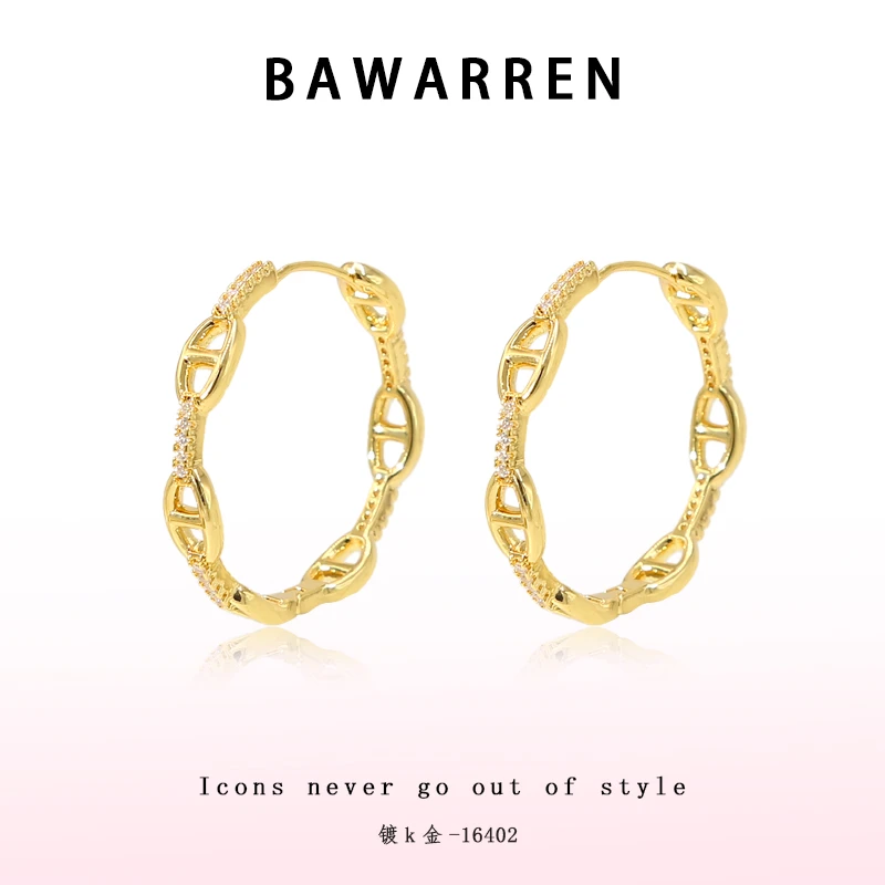 Bawarren 16402-【猪鼻耳圈】气质轻奢时尚耳钉