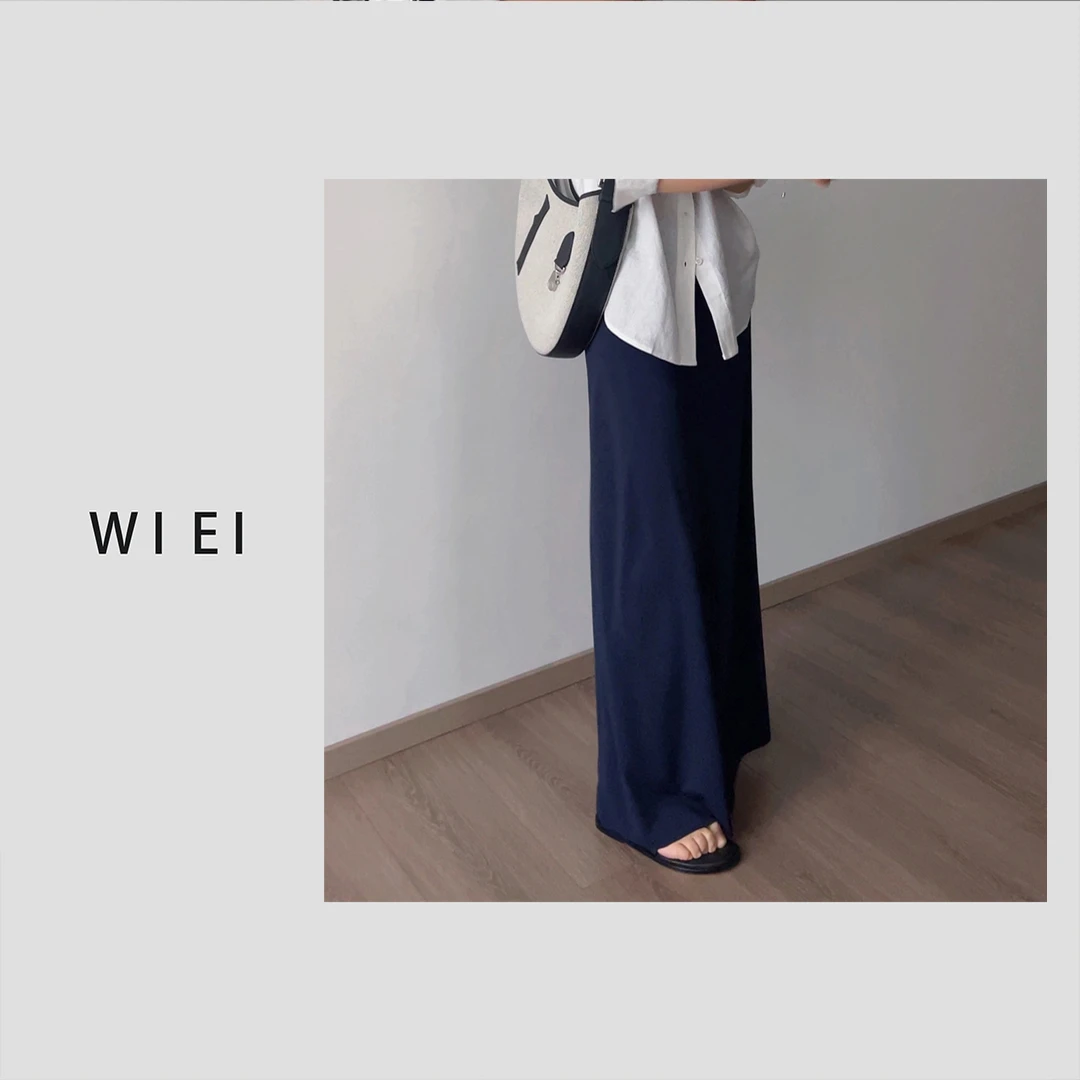 《WI EI》高知裙*ROW式及简风_光泽感凉感佰搭显瘦半身裙 24324