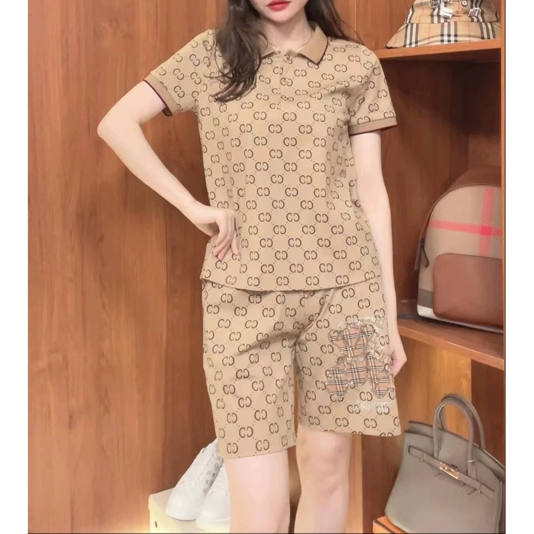 2025新款时尚印花短袖套装