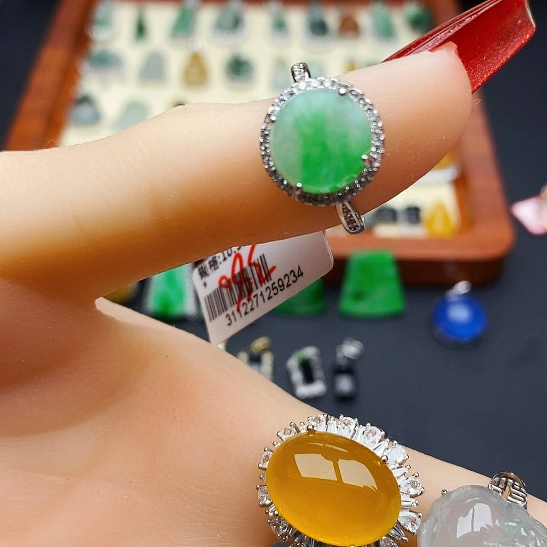 银S925镶嵌戒指翡翠